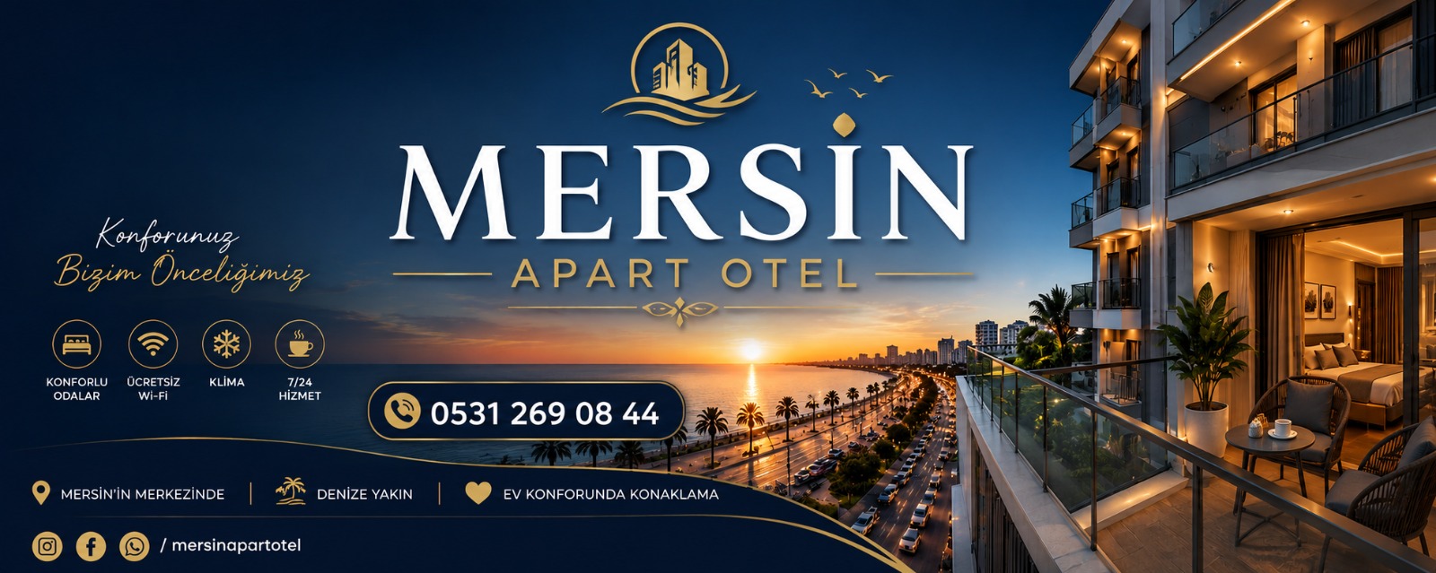 Mersin denize yakın otel — marina manzarası banner